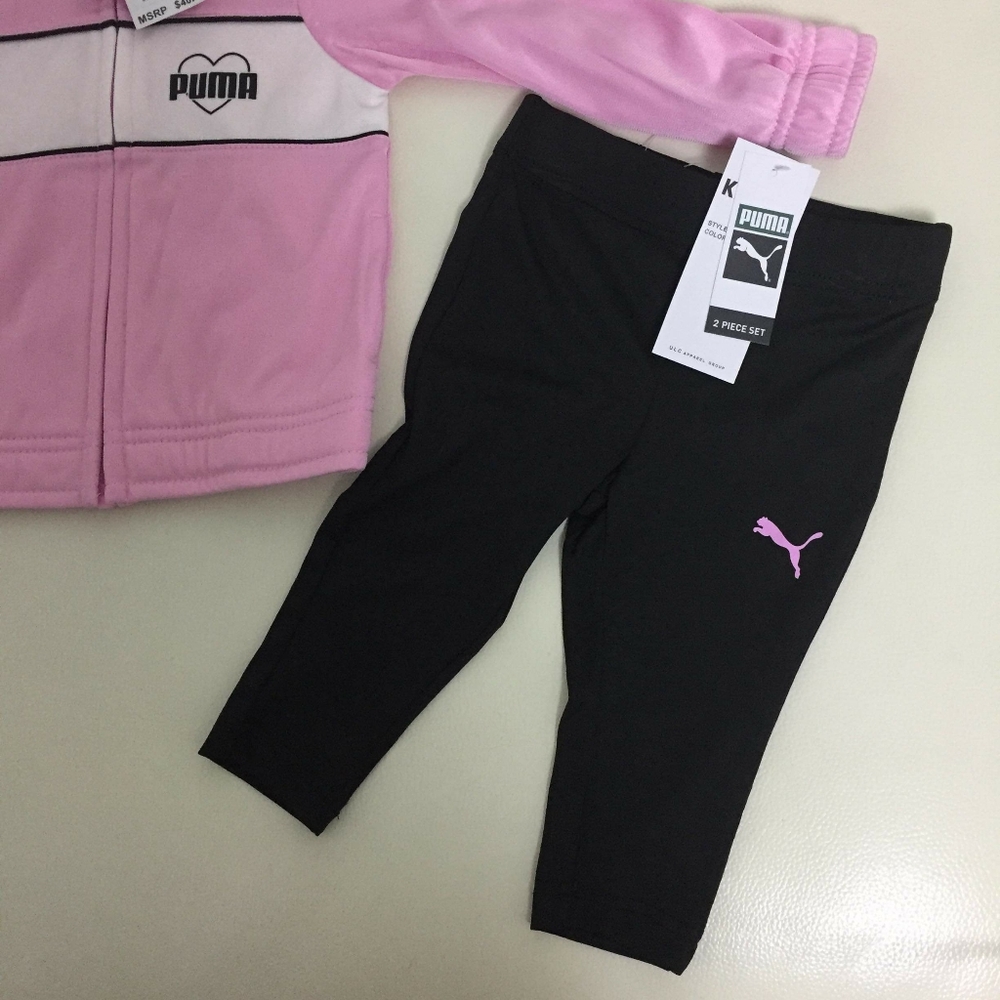 Puma pink baby girl active pants set 0013 - Picture 6 of 8